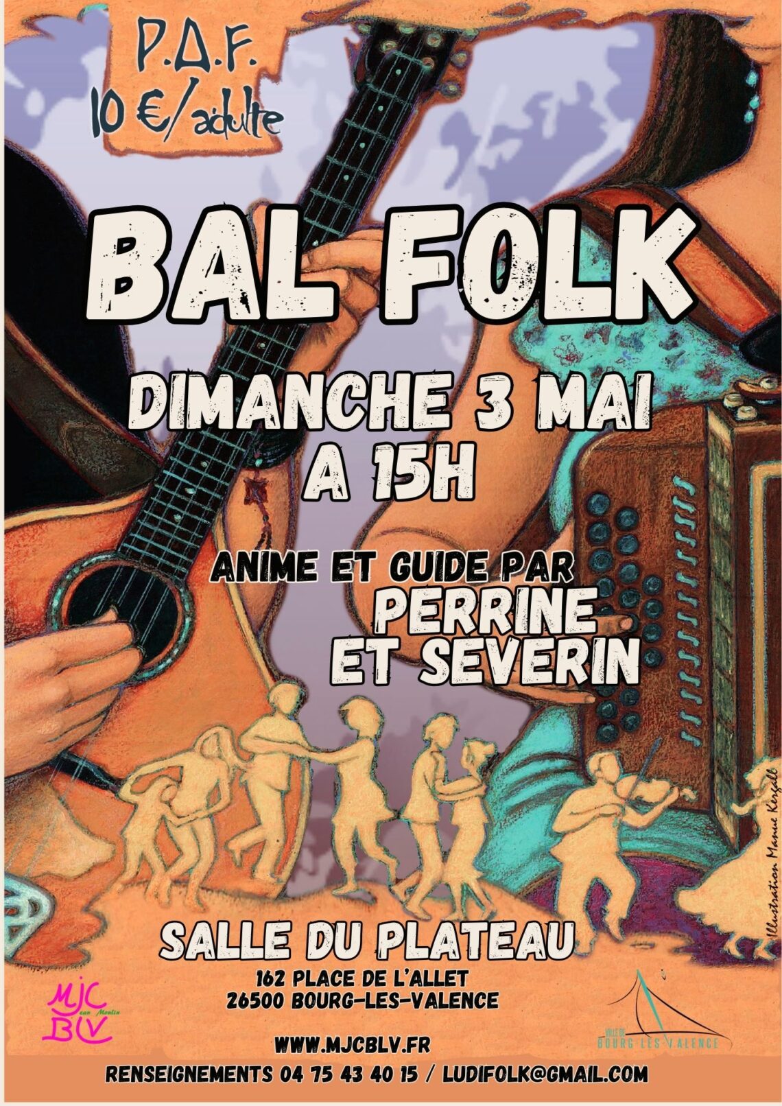 Bal folk le dimanche 3 mai à 15h, salle du Plateau quartier de l'Allet à Bourg-lès-Valence