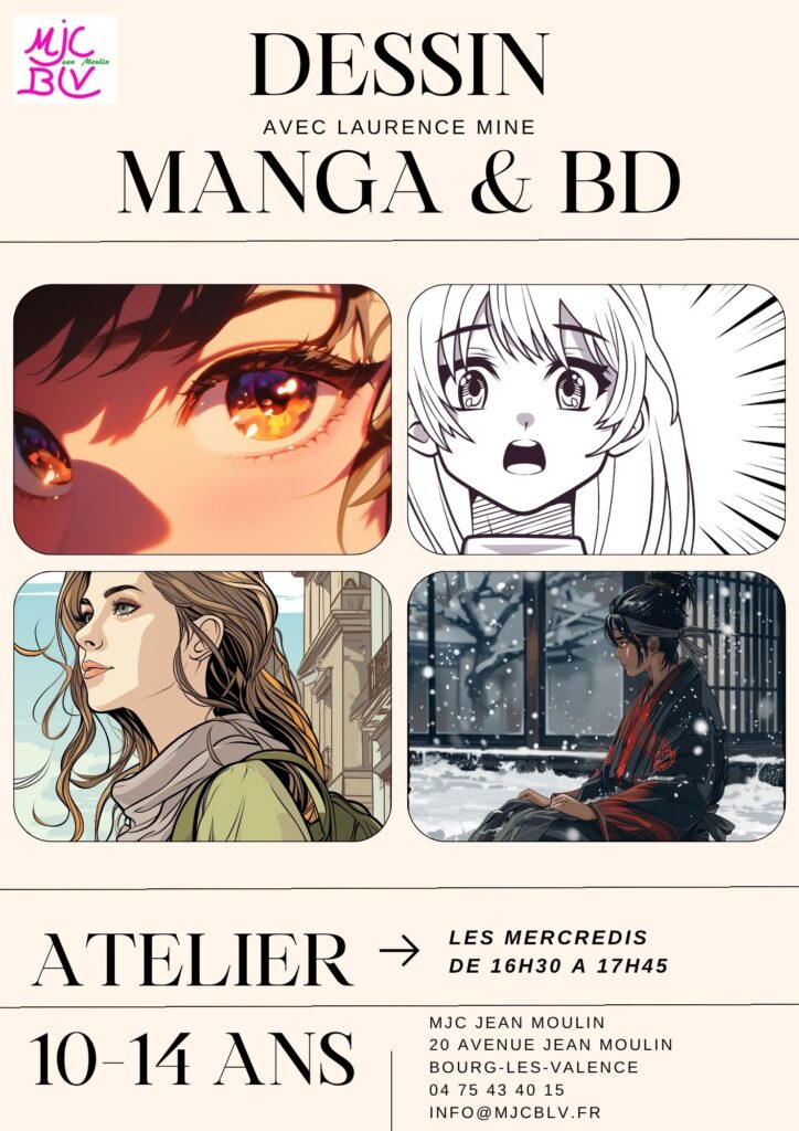 Dessin manga et BD le mercredi de 16h30 à 17h45