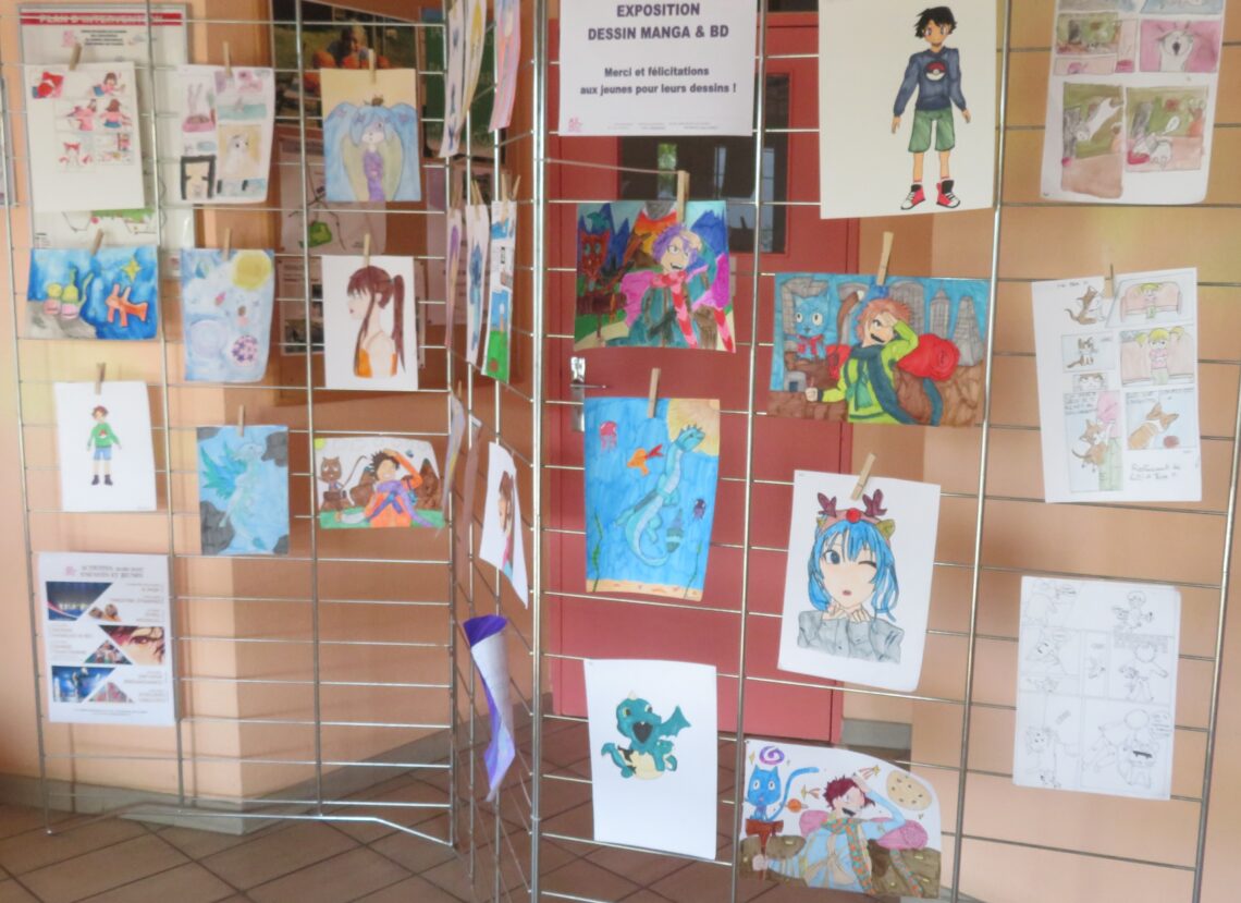 Exposition dessin manga et BD des jeunes visible jusqu'au jeudi 18 juin à la MJC.